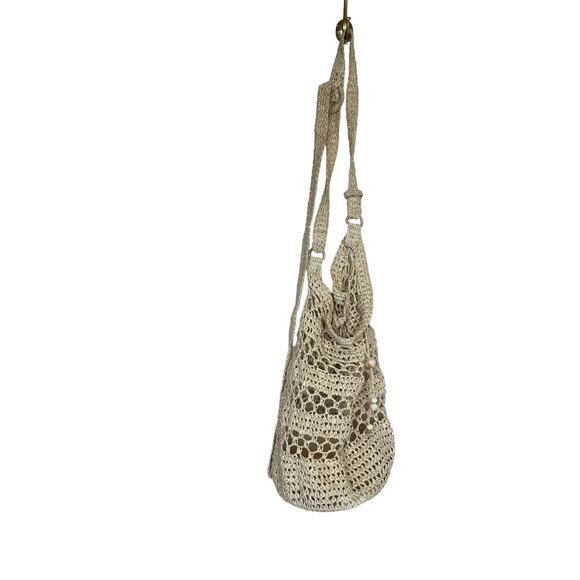 L*SPACE Nova Raffia Crossbody Bag Natural 14x11.5x9 Beach Drawstring Straw NEW - Picture 6 of 10